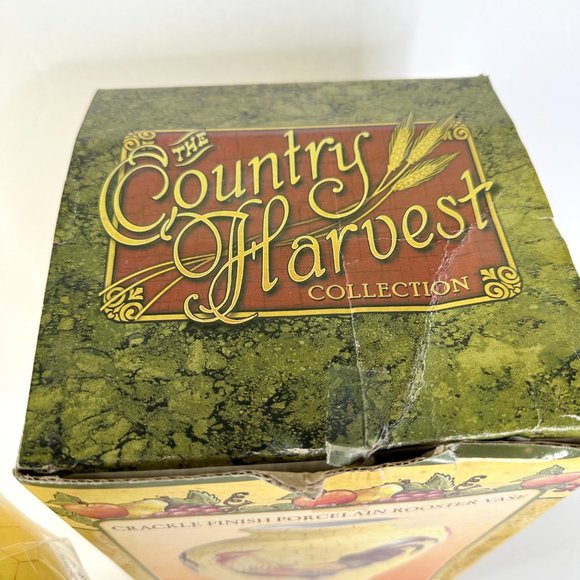 Country Harvest Yellow Rooster Vase Poultry Fence New in Box - Picture 5 of 9